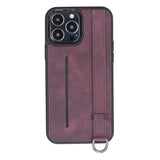 iPhone 13 Pro Max Purple Leather Snap-On Card Holder Case with Back Strap - Hardiston - 2