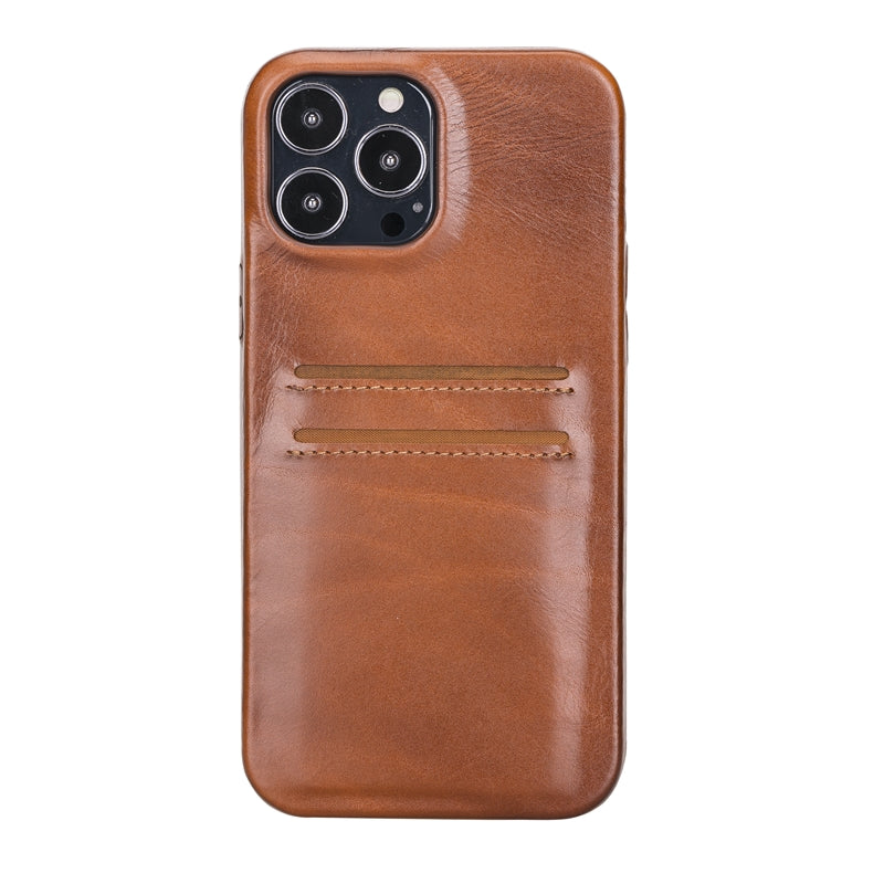 iPhone 13 Pro Max Russet Leather Snap-On Case with Card Holder - Hardiston - 2