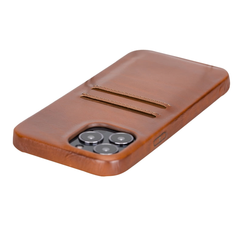 iPhone 13 Pro Russet Leather Snap-On Case with Card Holder - Hardiston - 7