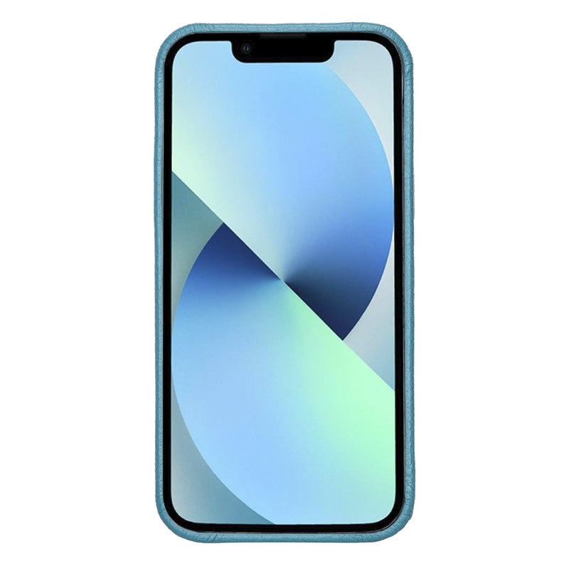 iPhone 13 Pro Turquoise Leather Snap-On Case with Card Holder - Hardiston - 3