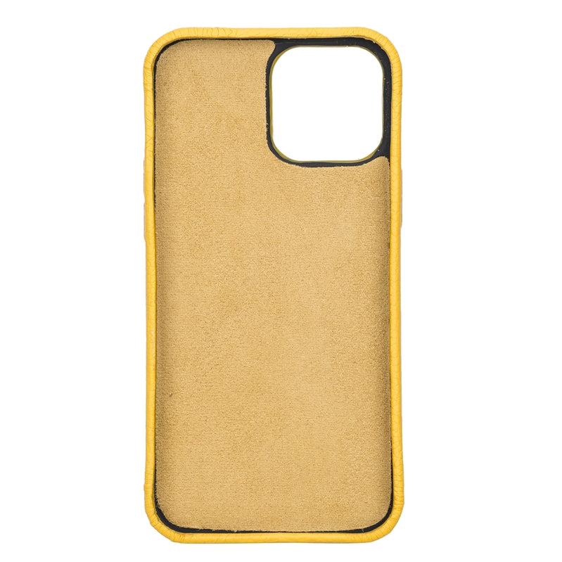 iPhone 13 Pro Yellow Leather Snap-On Case with Card Holder - Hardiston - 4