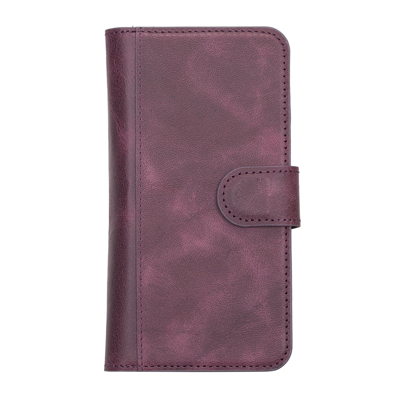 iPhone 13 Purple Leather Detachable Dual 2-in-1 Wallet Case with Card Holder and MagSafe - Hardiston - 5