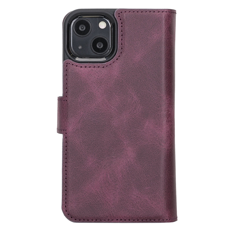 iPhone 13 Purple Leather Detachable Dual 2-in-1 Wallet Case with Card Holder and MagSafe - Hardiston - 6