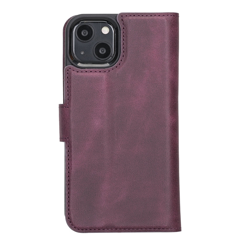 iPhone 13 Purple  Leather Detachable 2-in-1 Wallet Case with Card Holder and MagSafe - Hardiston - 4