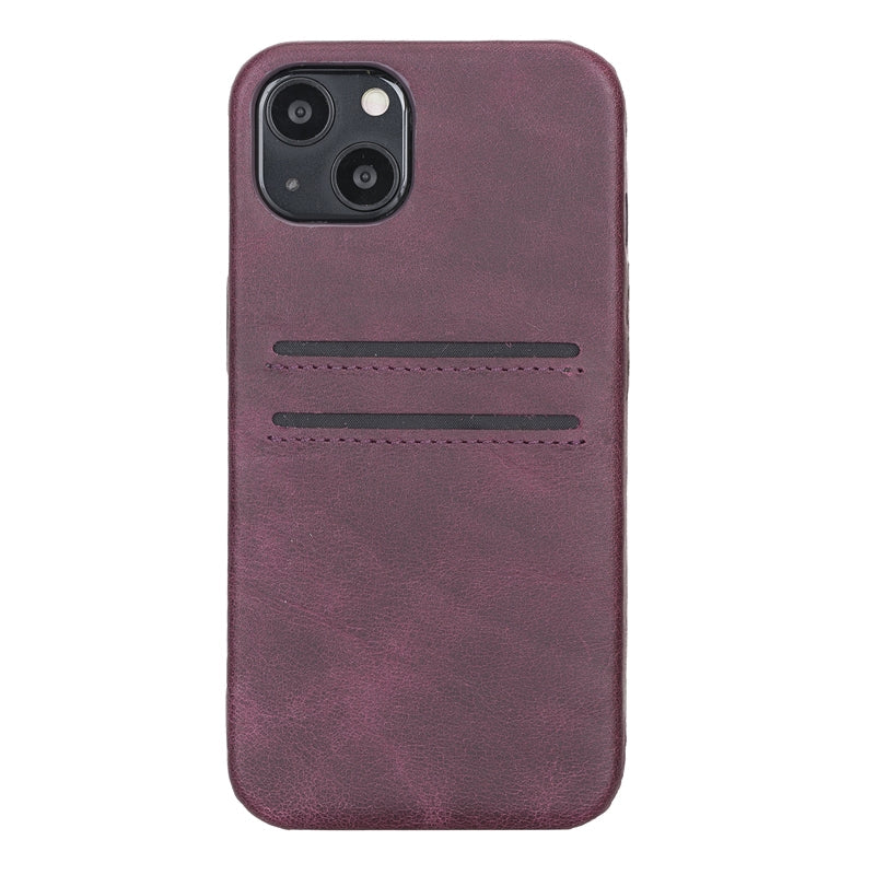 iPhone 13 Purple Leather Snap-On Case with Card Holder - Hardiston - 2