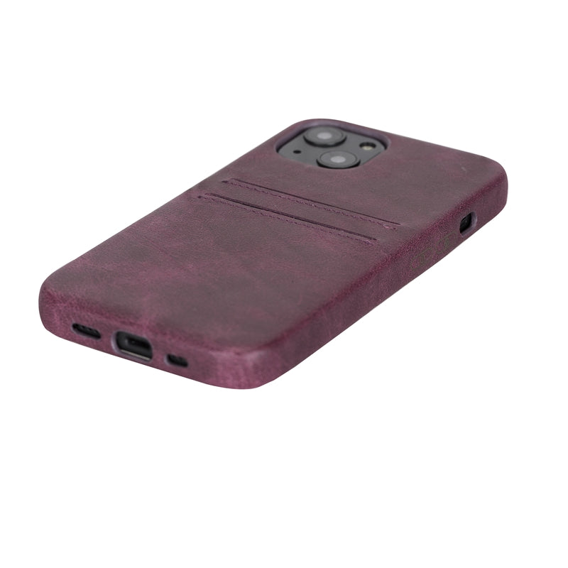 iPhone 13 Purple Leather Snap-On Case with Card Holder - Hardiston - 6