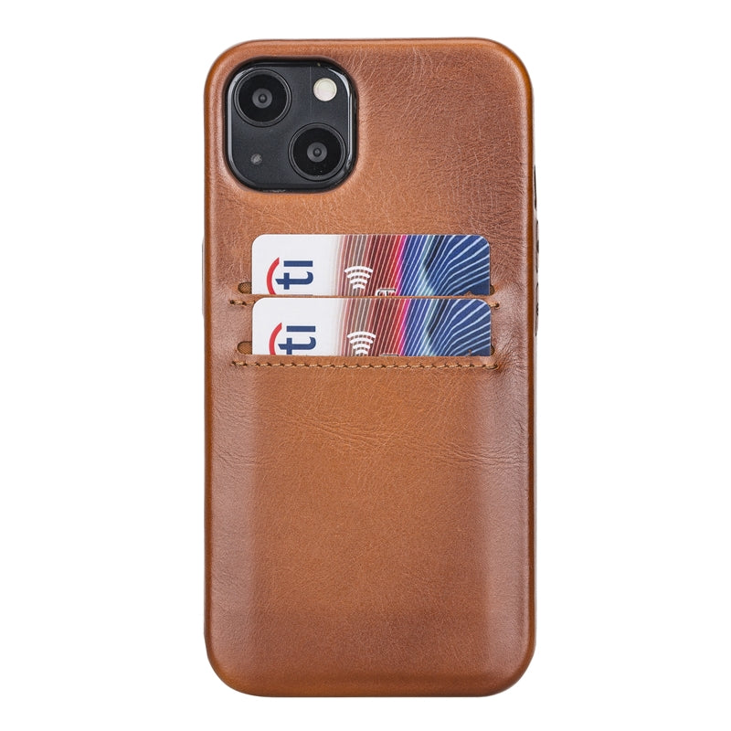 iPhone 13 Russet Leather Snap-On Case with Card Holder - Hardiston - 1