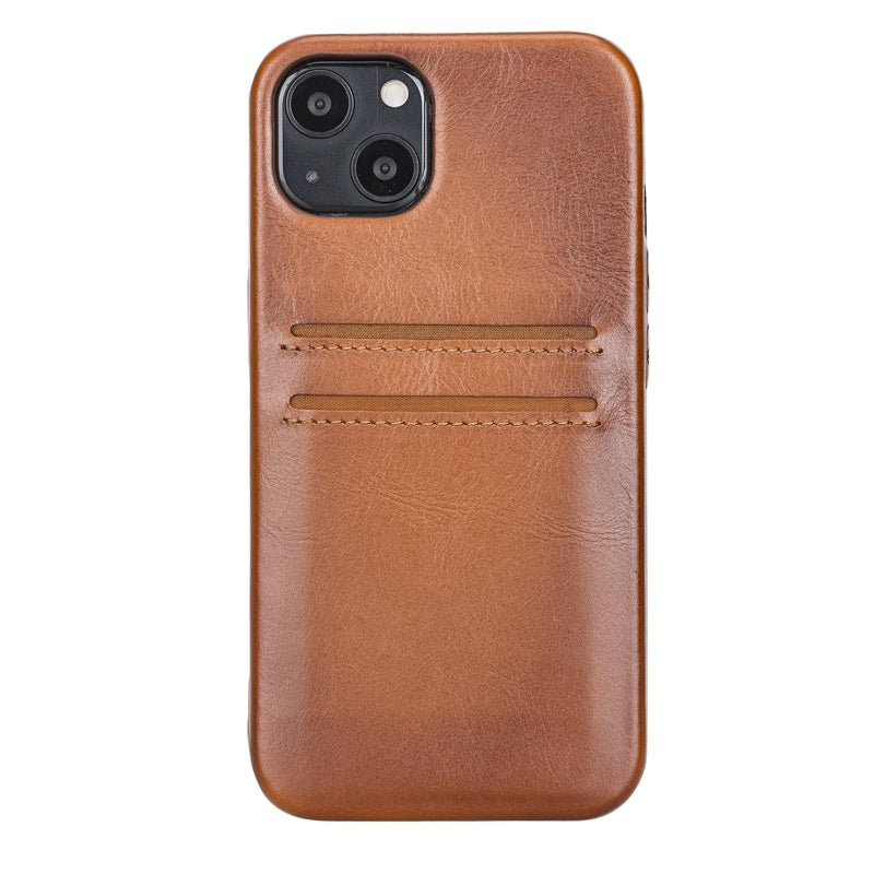iPhone 13 Russet Leather Snap-On Case with Card Holder - Hardiston - 2