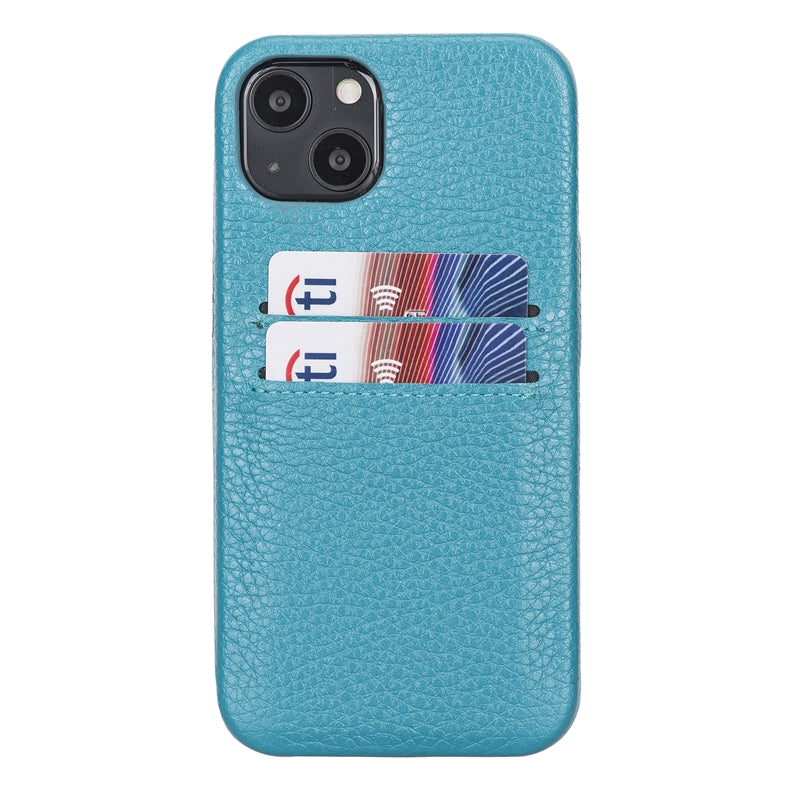 iPhone 13 Turquoise Leather Snap-On Case with Card Holder - Hardiston - 1