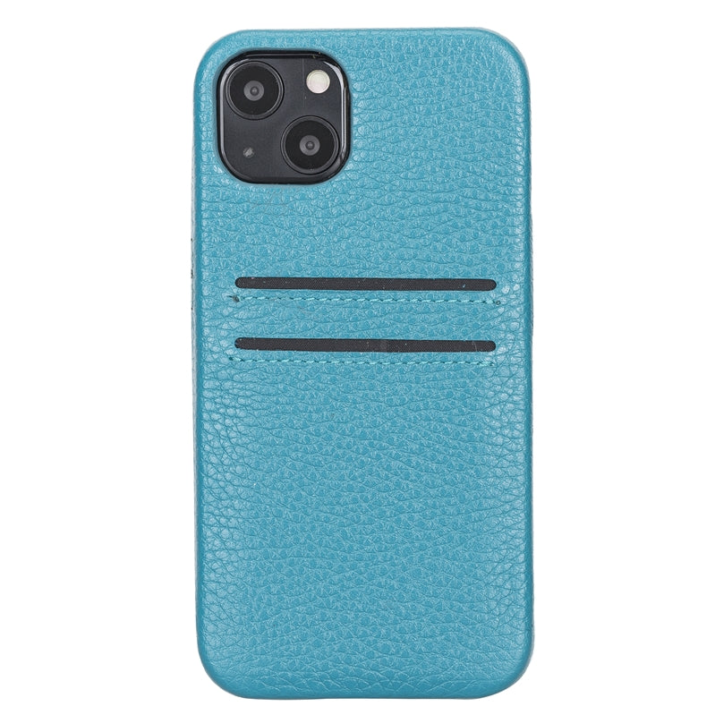 iPhone 13 Turquoise Leather Snap-On Case with Card Holder - Hardiston - 2