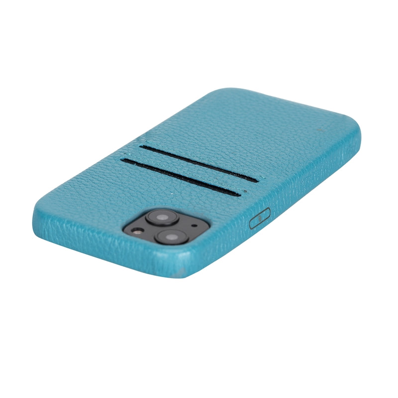 iPhone 13 Turquoise Leather Snap-On Case with Card Holder - Hardiston - 7