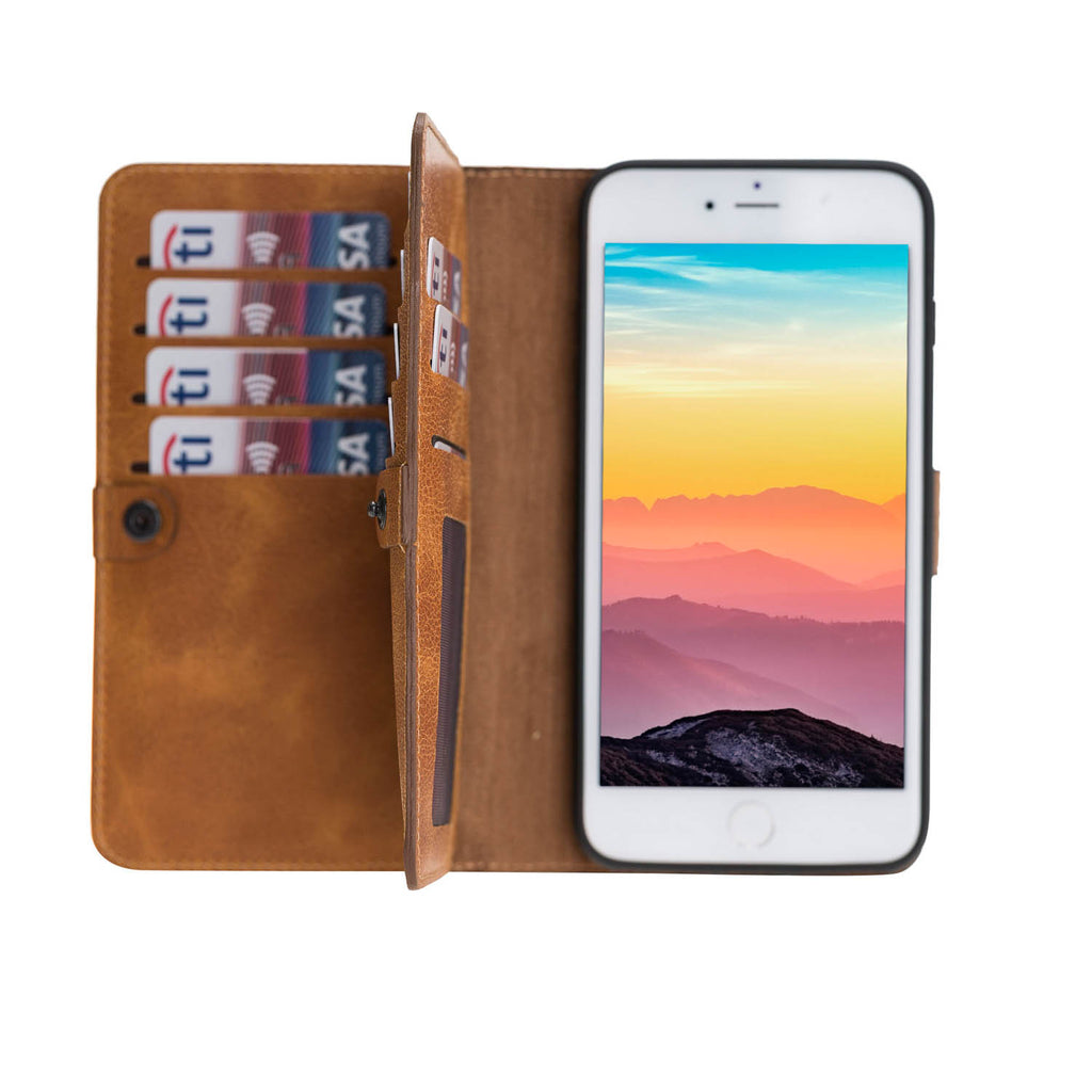 iPhone 8 Plus / 7 Plus Amber Leather Detachable Dual 2-in-1 Wallet Case with Card Holder and MagSafe - Hardiston - 1