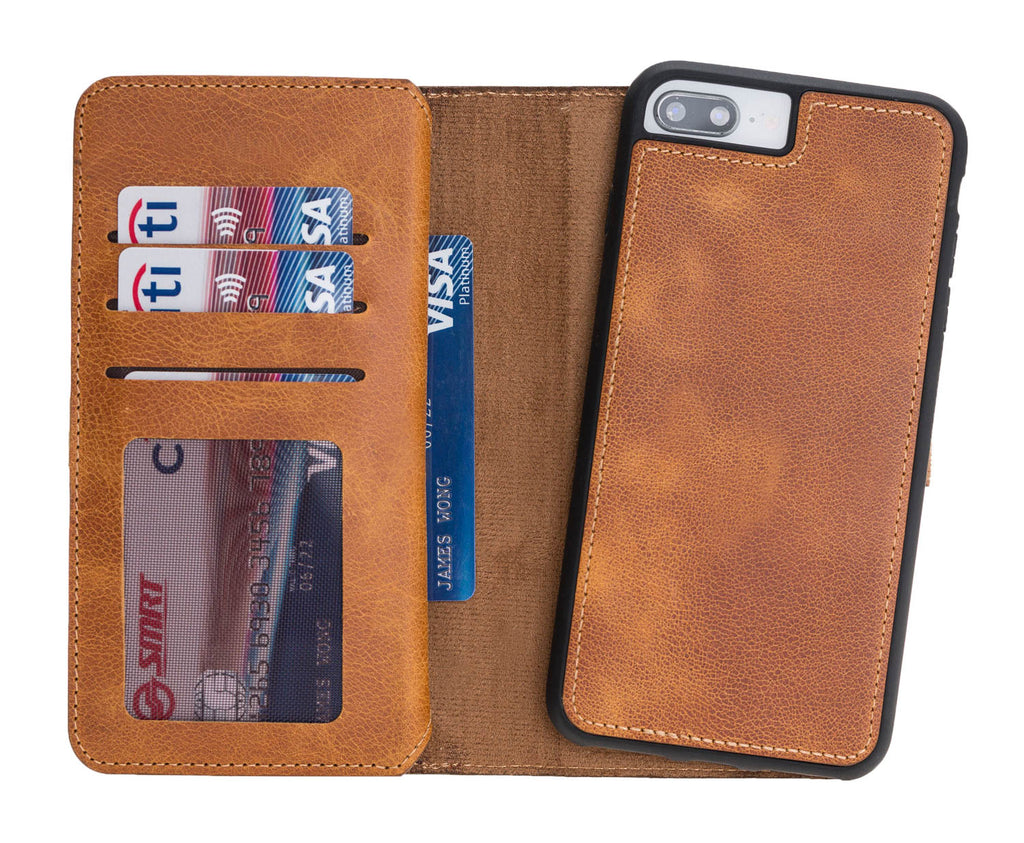 iPhone 8 Plus / 7 Plus Amber Leather Detachable Dual 2-in-1 Wallet Case with Card Holder and MagSafe - Hardiston - 3