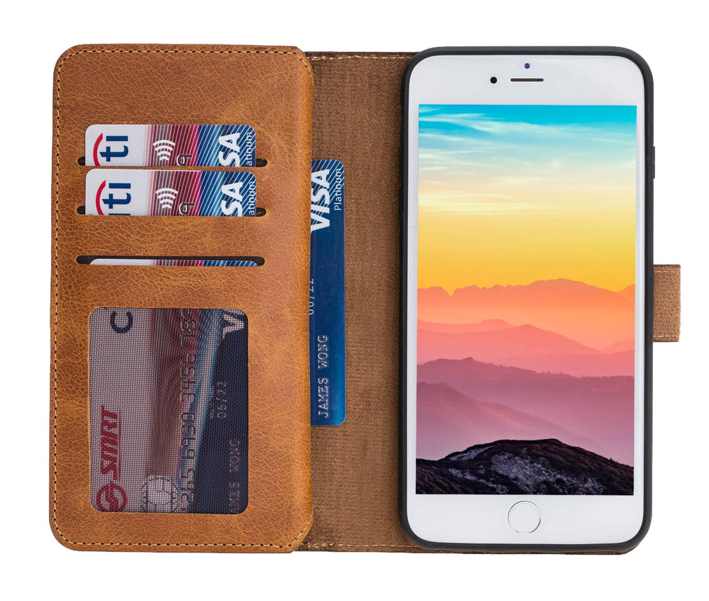 iPhone 8 Plus / 7 Plus Amber Leather Detachable Dual 2-in-1 Wallet Case with Card Holder and MagSafe - Hardiston - 4