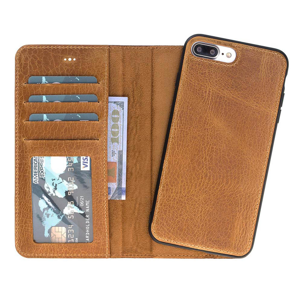 iPhone 8 Plus / 7 Plus Amber Leather Detachable 2-in-1 Wallet Case with Card Holder and MagSafe - Hardiston - 1