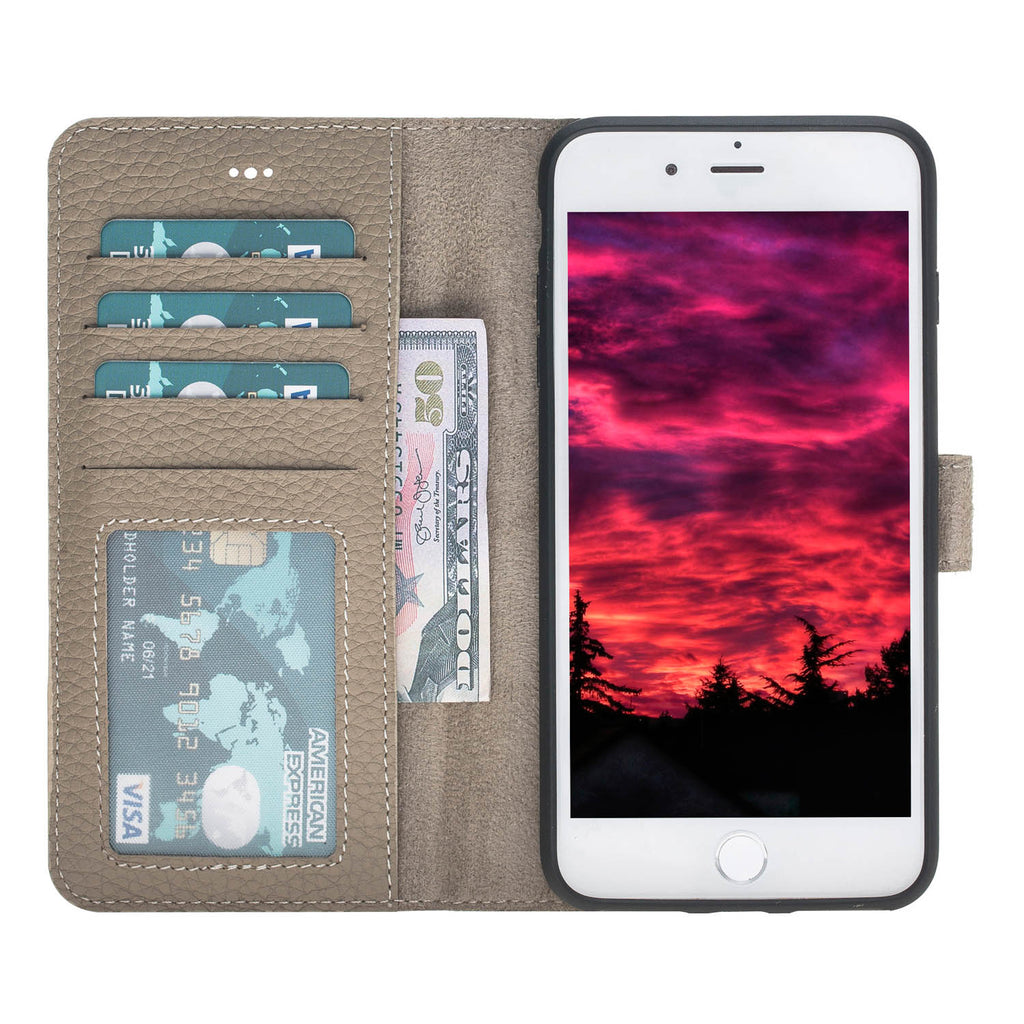 iPhone 8 Plus / 7 Plus Beige Leather Detachable 2-in-1 Wallet Case with Card Holder and MagSafe - Hardiston - 2