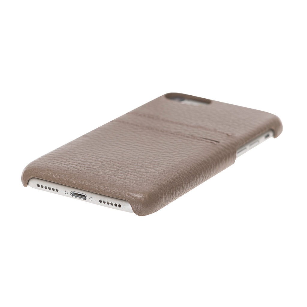 iPhone 8 Plus / 7 Plus Beige Leather Snap-On Case with Card Holder - Hardiston - 5