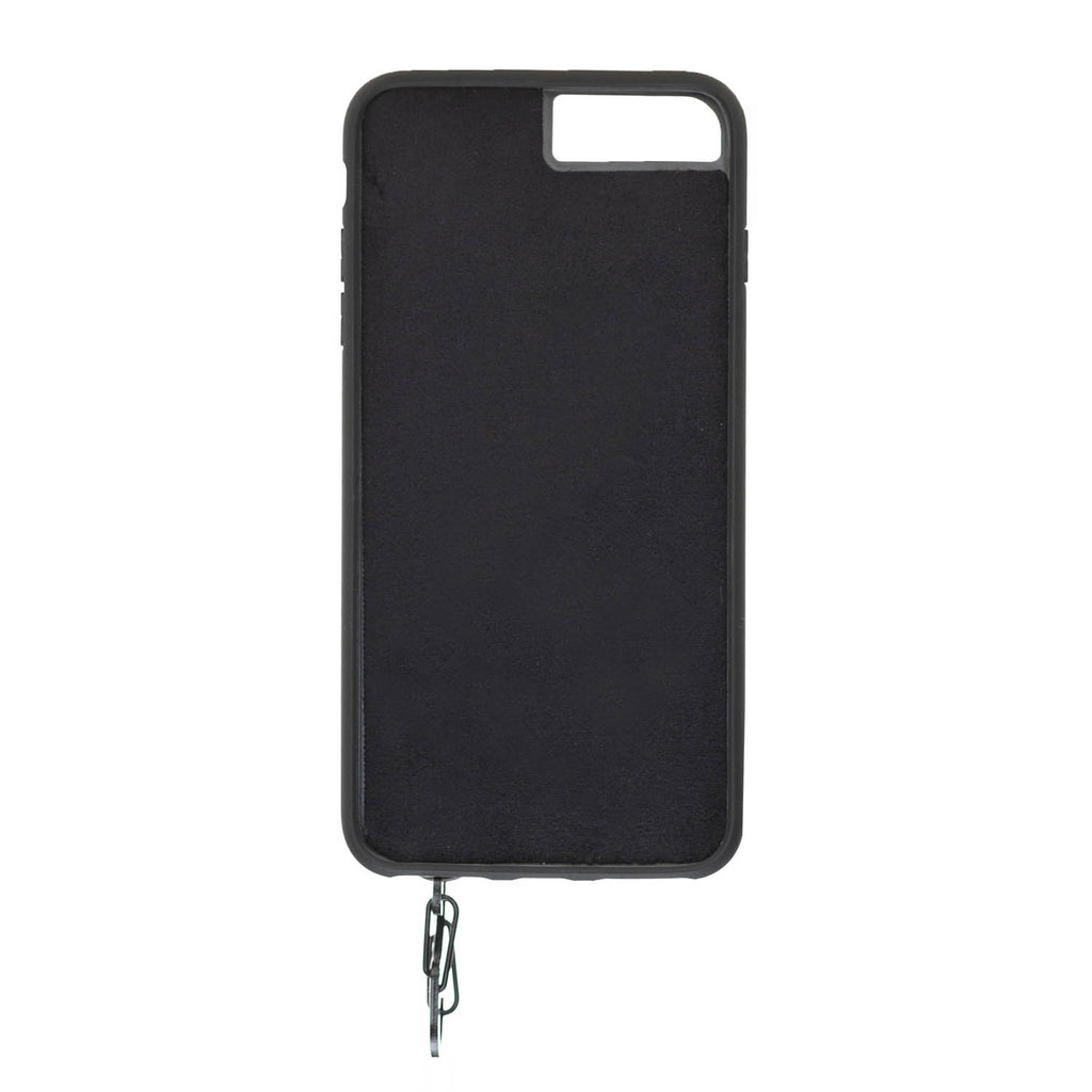iPhone 8 Plus / 7 Plus Black Leather Snap On Card Holder Case with Back Strap - Hardiston - 4