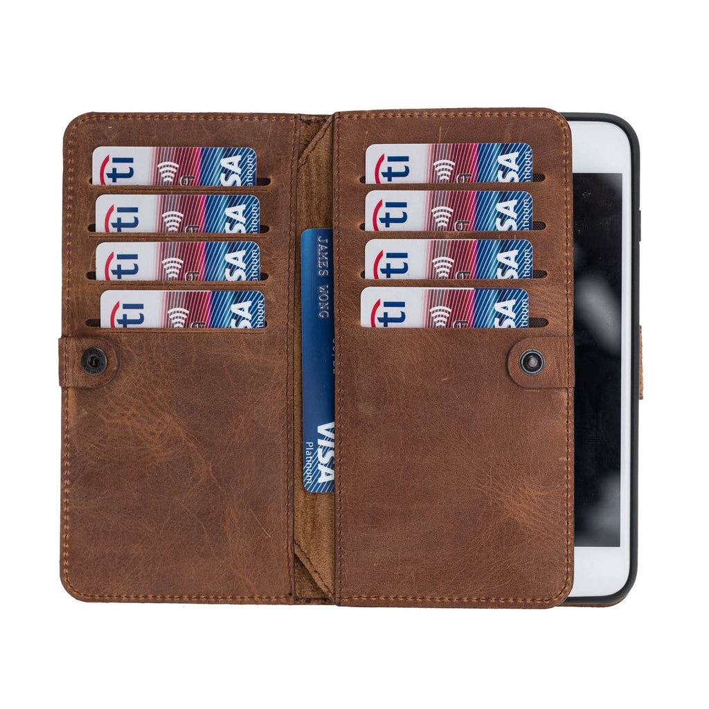 iPhone 8 Plus / 7 Plus Brown Leather Detachable Dual 2-in-1 Wallet Case with Card Holder and MagSafe - Hardiston - 2