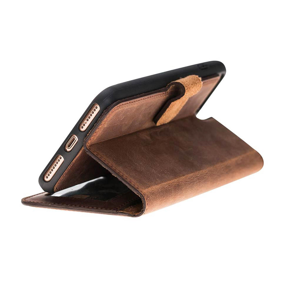 iPhone 8 Plus / 7 Plus Brown Leather Detachable 2-in-1 Wallet Case with Card Holder and MagSafe - Hardiston - 3