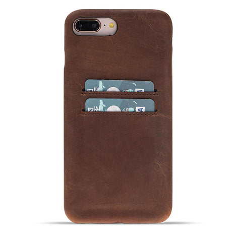 iPhone 8 Plus / 7 Plus Brown Leather Snap-On Case with Card Holder - Hardiston - 1