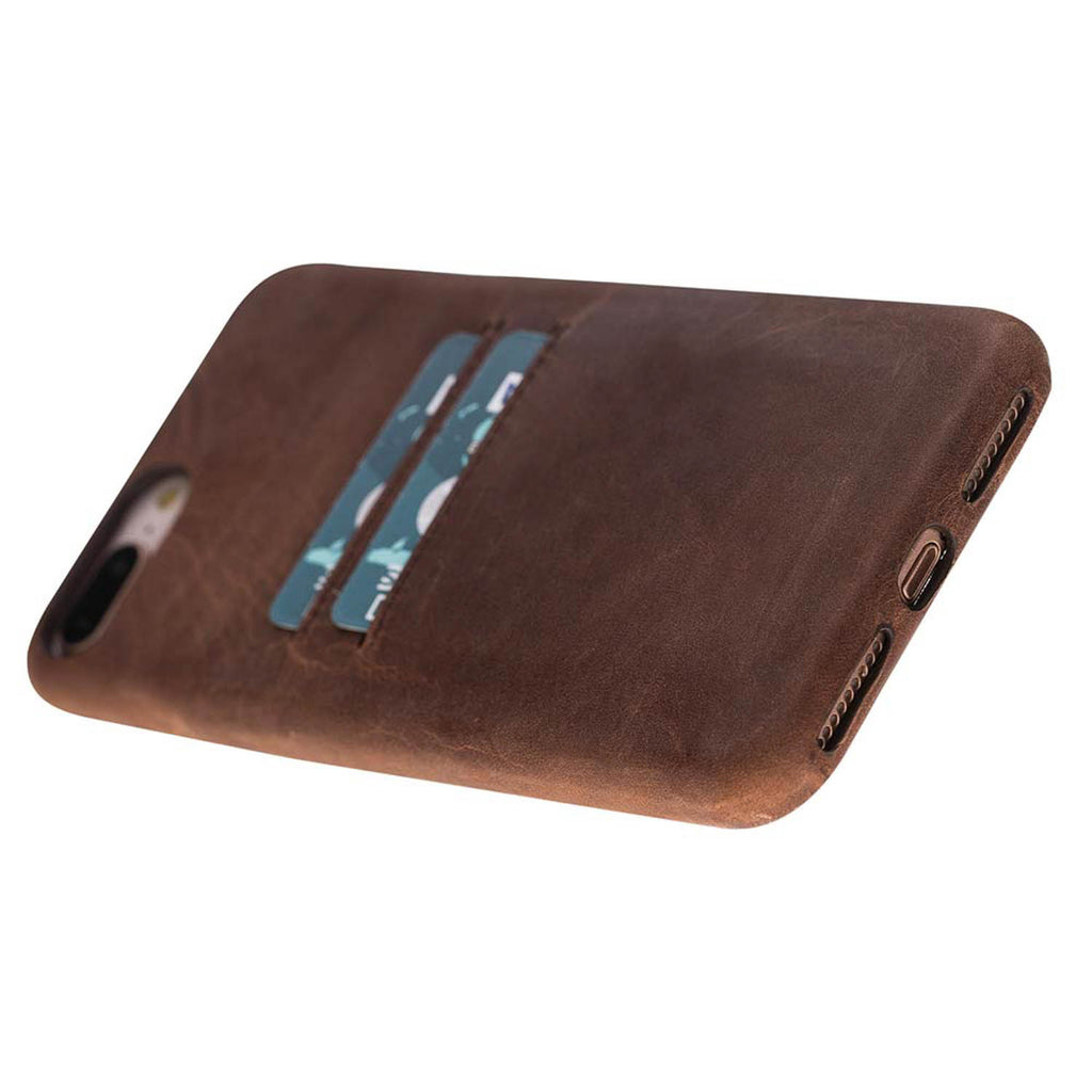 iPhone 8 Plus / 7 Plus Brown Leather Snap-On Case with Card Holder - Hardiston - 4