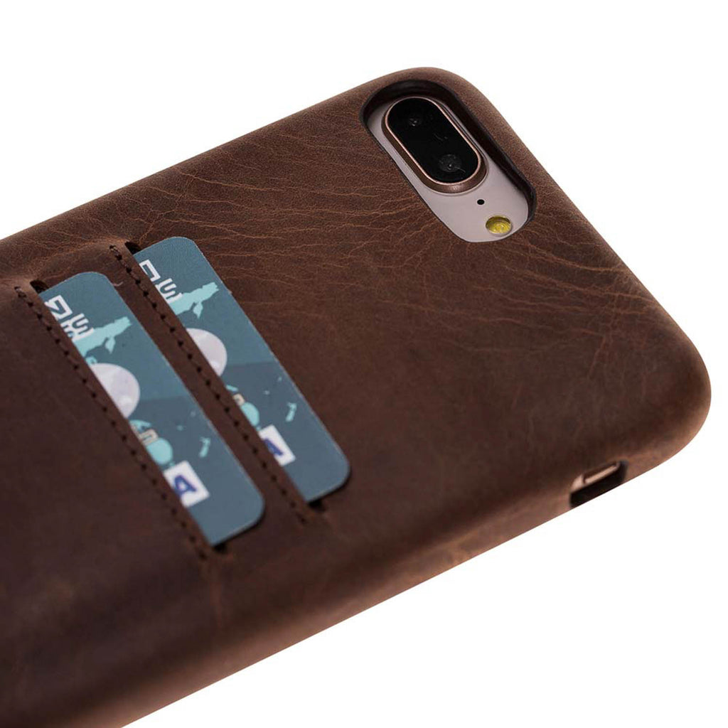 iPhone 8 Plus / 7 Plus Brown Leather Snap-On Case with Card Holder - Hardiston - 7