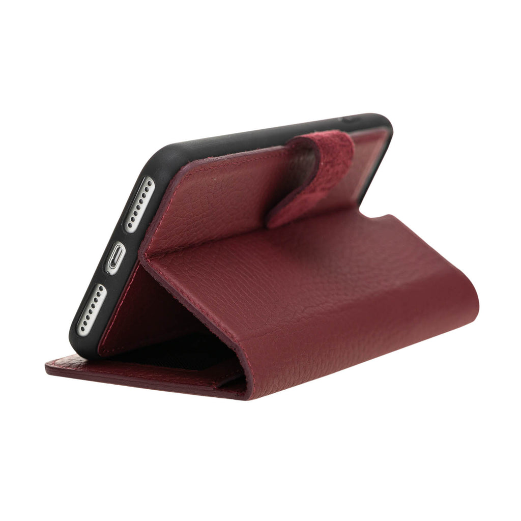 iPhone 8 Plus / 7 Plus Burgundy Leather Detachable 2-in-1 Wallet Case with Card Holder and MagSafe - Hardiston - 3