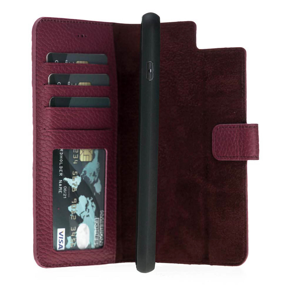 iPhone 8 Plus / 7 Plus Burgundy Leather Detachable 2-in-1 Wallet Case with Card Holder and MagSafe - Hardiston - 8