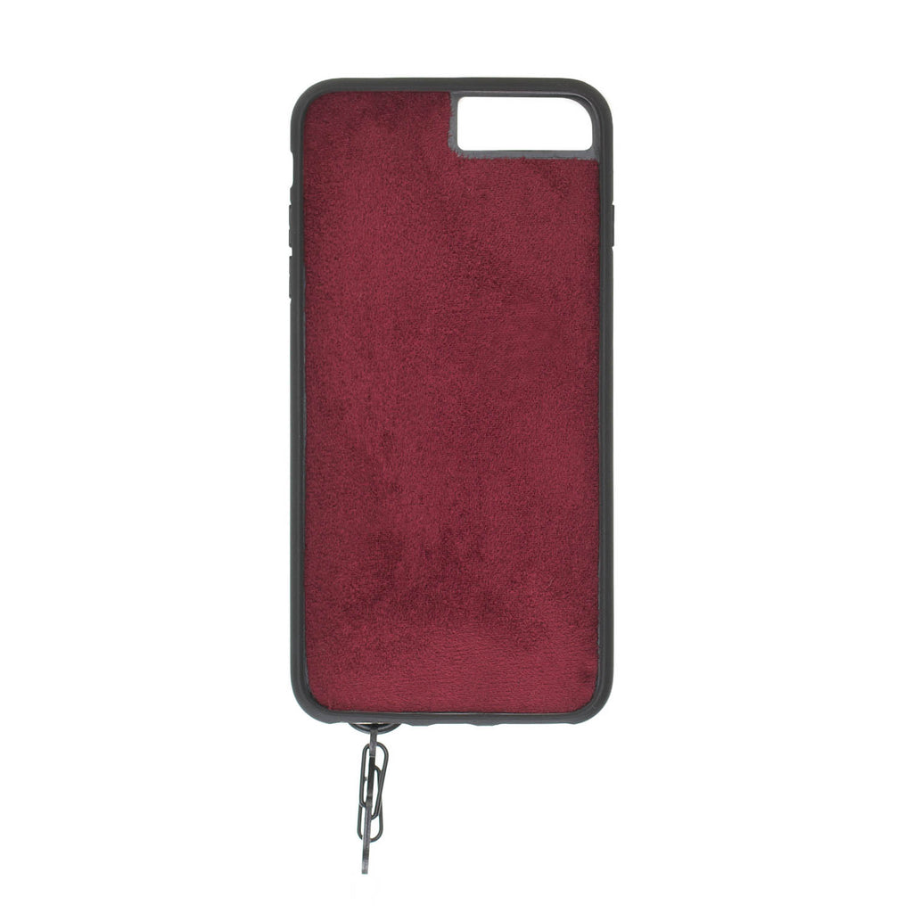 iPhone 8 Plus / 7 Plus Burgundy Leather Snap On Card Holder Case with Back Strap - Hardiston - 4