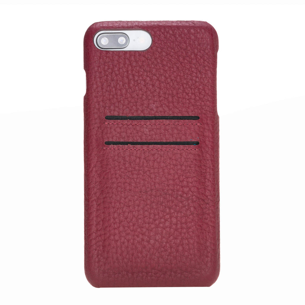 iPhone 8 Plus / 7 Plus Burgundy Leather Snap-On Case with Card Holder - Hardiston - 2