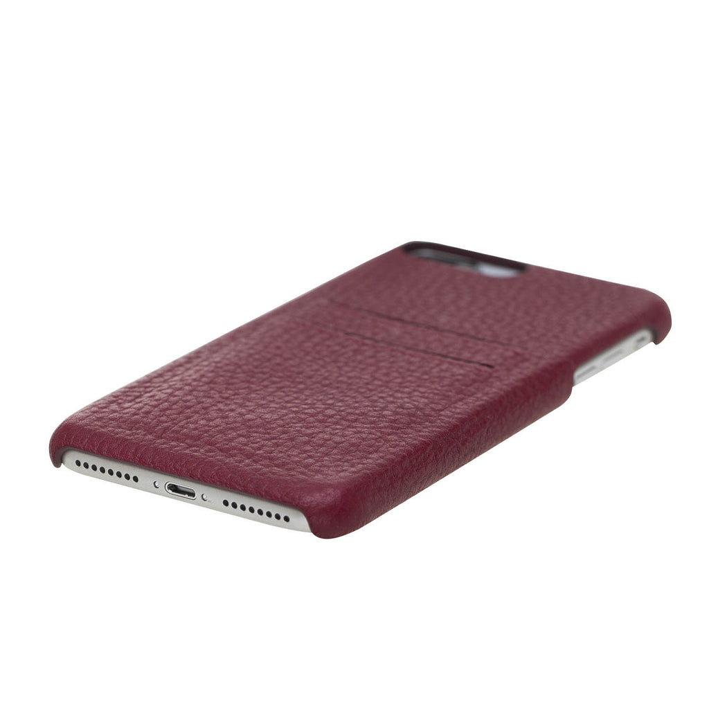 iPhone 8 Plus / 7 Plus Burgundy Leather Snap-On Case with Card Holder - Hardiston - 5