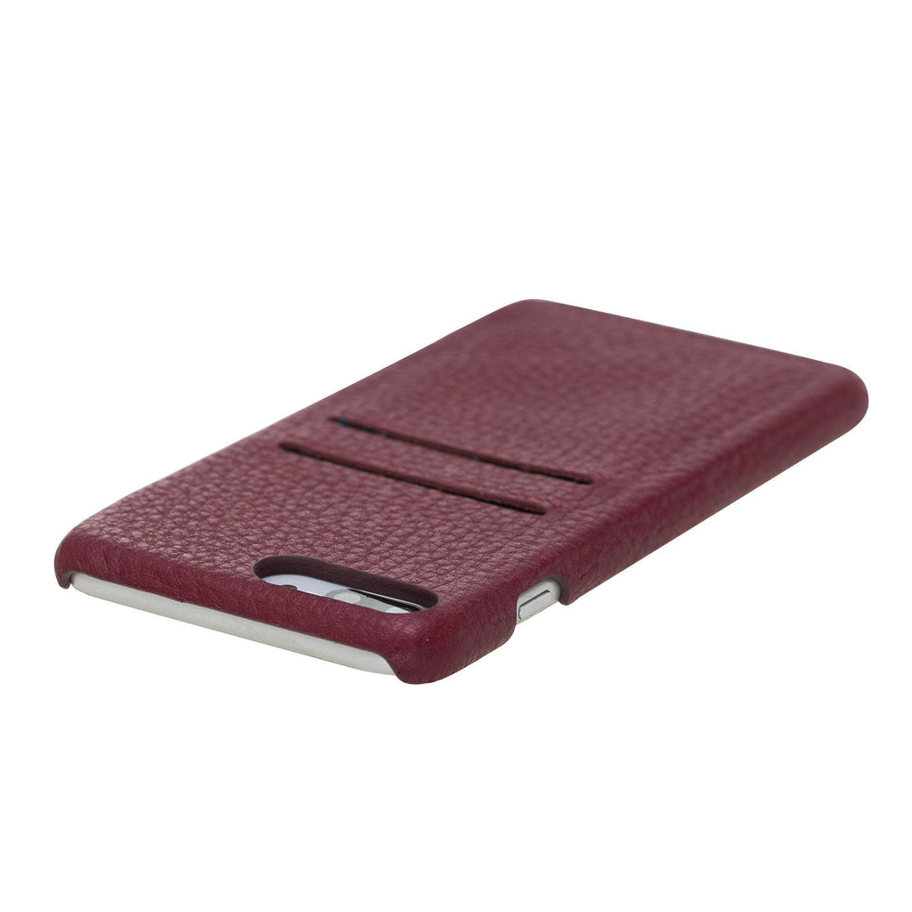 iPhone 8 Plus / 7 Plus Burgundy Leather Snap-On Case with Card Holder - Hardiston - 6