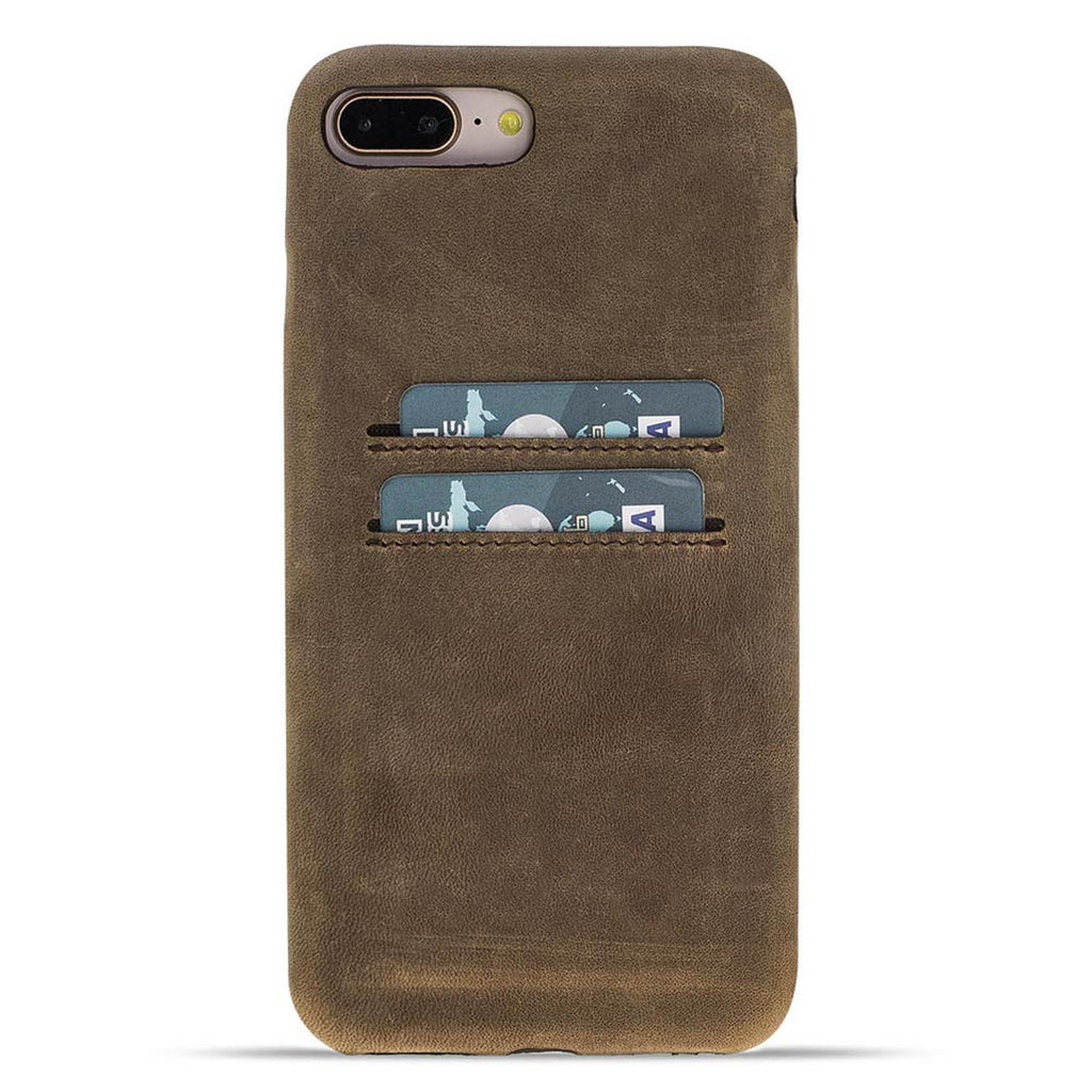 iPhone 8 Plus / 7 Plus Camel Leather Snap-On Case with Card Holder - Hardiston - 1