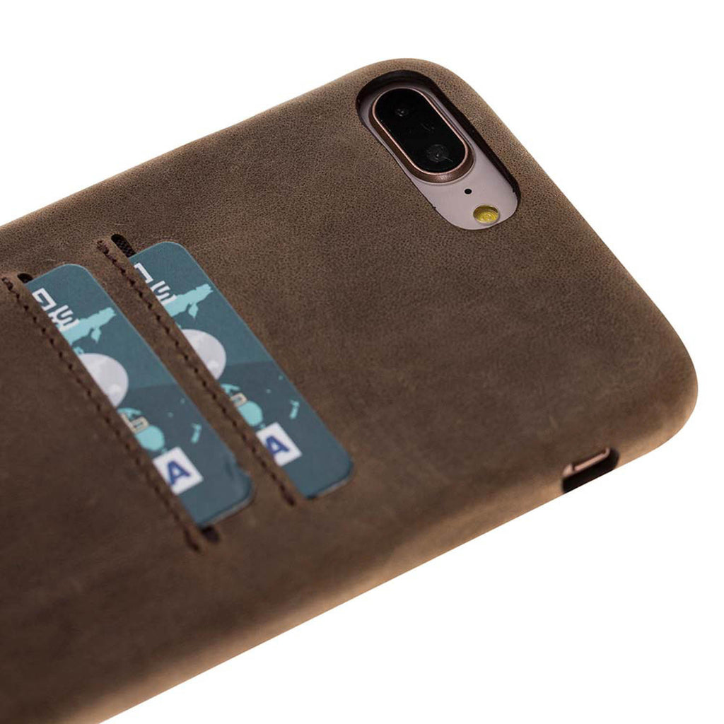 iPhone 8 Plus / 7 Plus Camel Leather Snap-On Case with Card Holder - Hardiston - 7