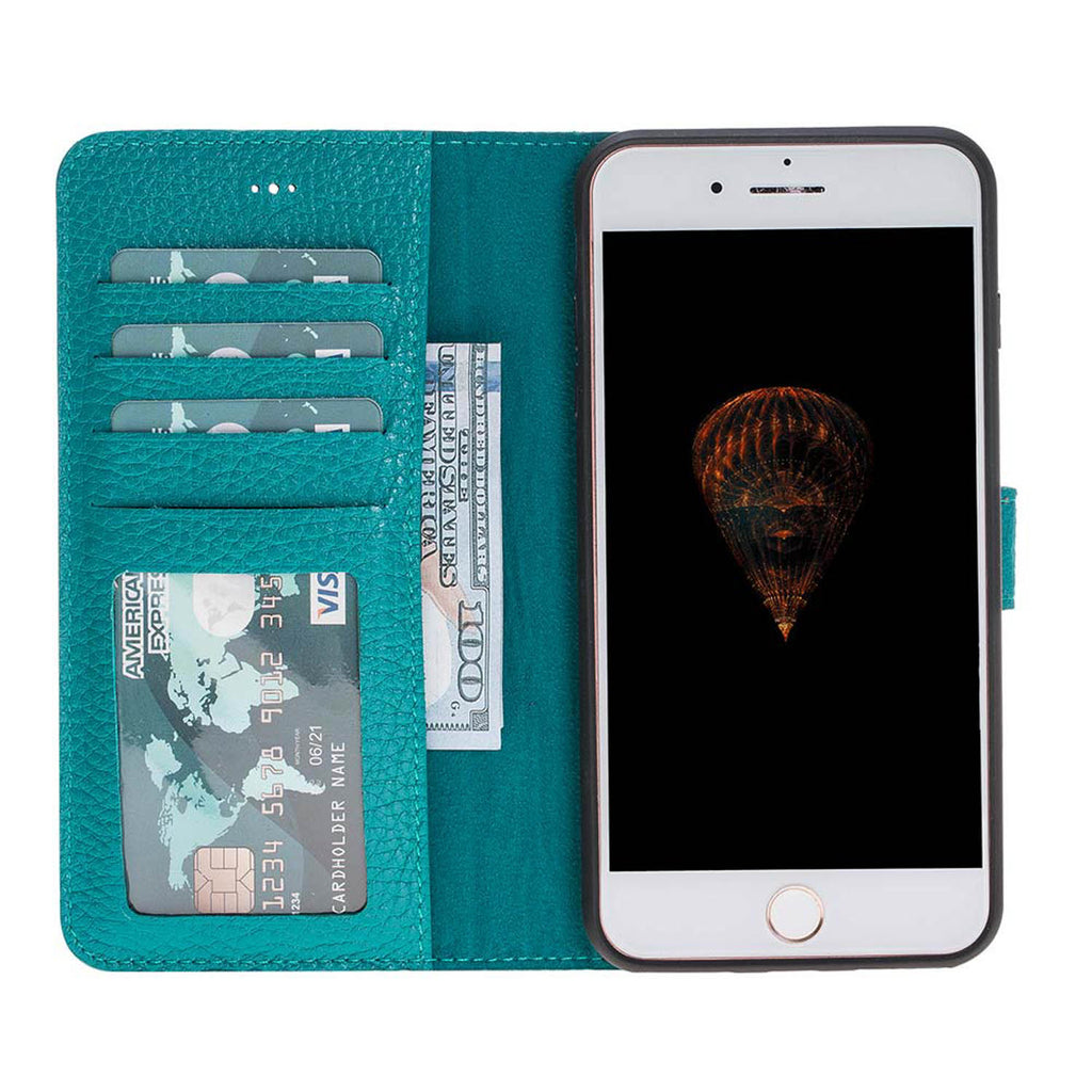 iPhone 8 Plus / 7 Plus Green Leather Detachable 2-in-1 Wallet Case with Card Holder and MagSafe - Hardiston - 2