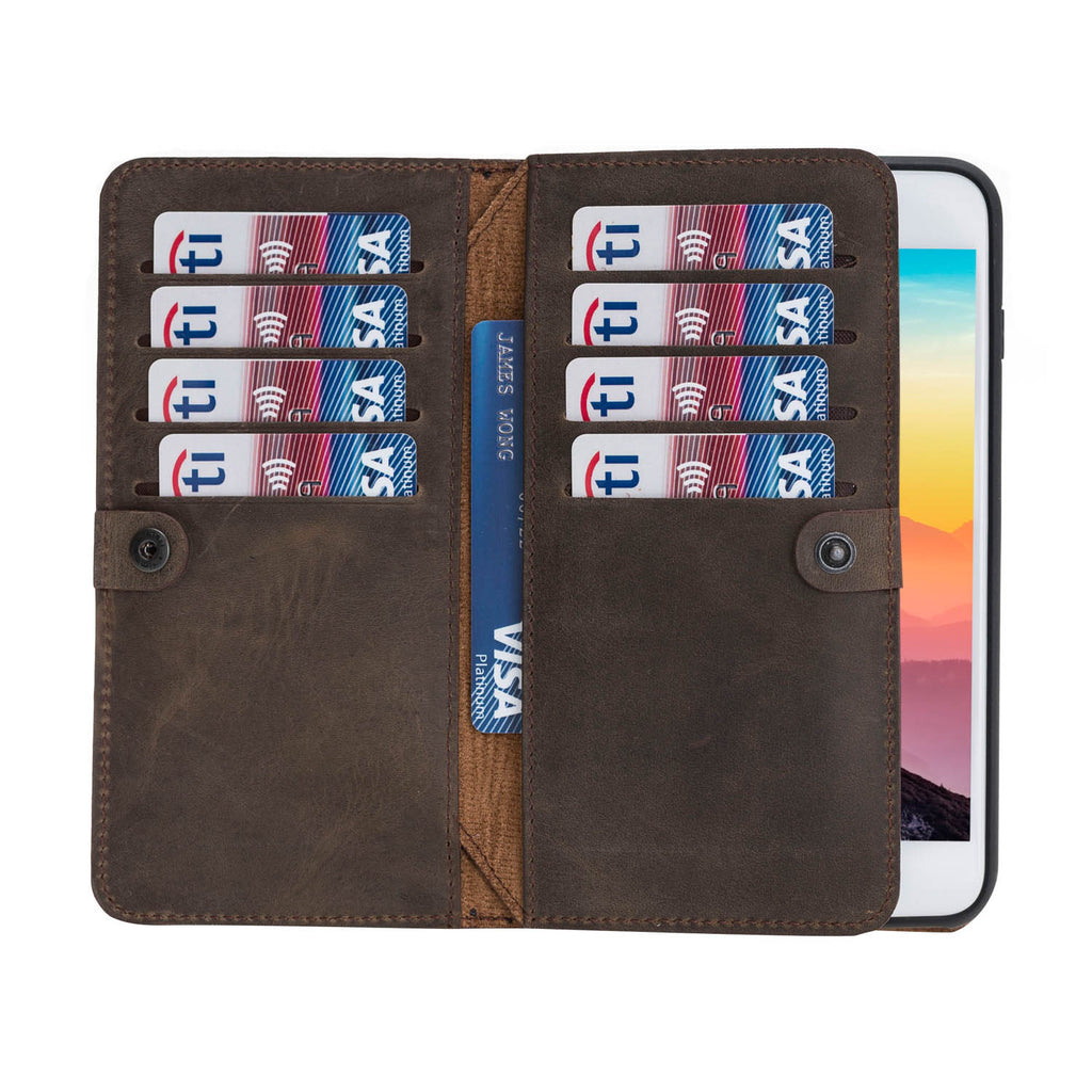 iPhone 8 Plus / 7 Plus Mocha Leather Detachable Dual 2-in-1 Wallet Case with Card Holder and MagSafe - Hardiston - 2