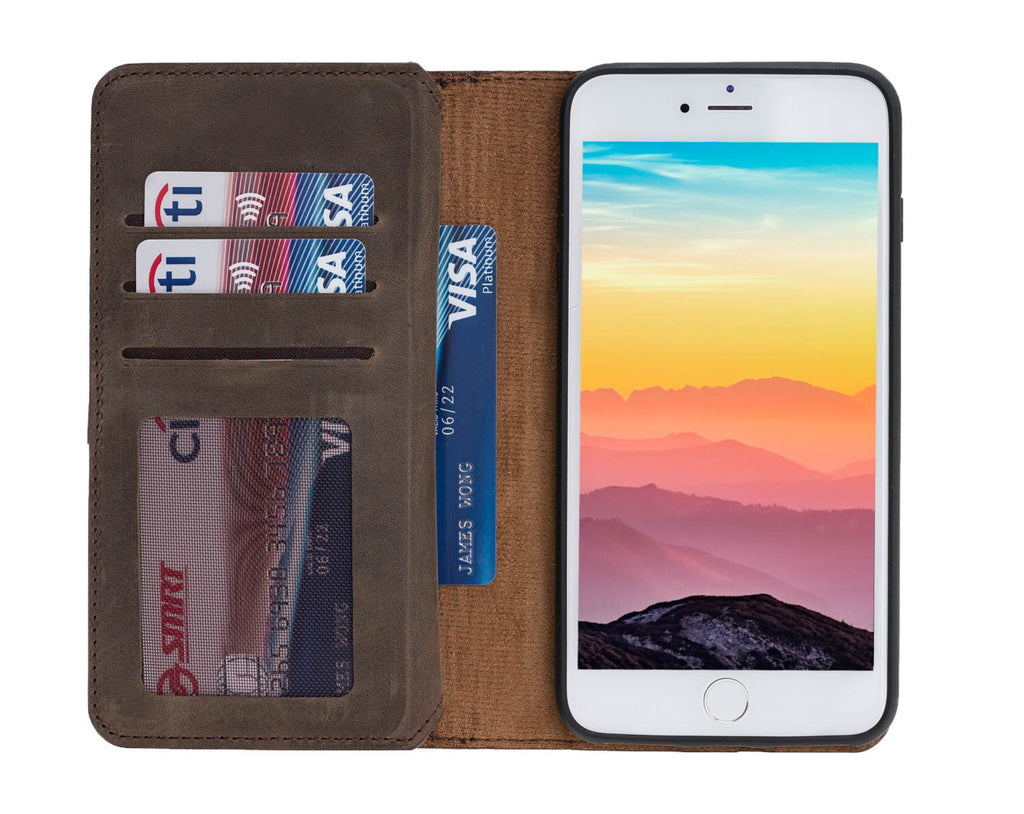 iPhone 8 Plus / 7 Plus Mocha Leather Detachable Dual 2-in-1 Wallet Case with Card Holder and MagSafe - Hardiston - 4