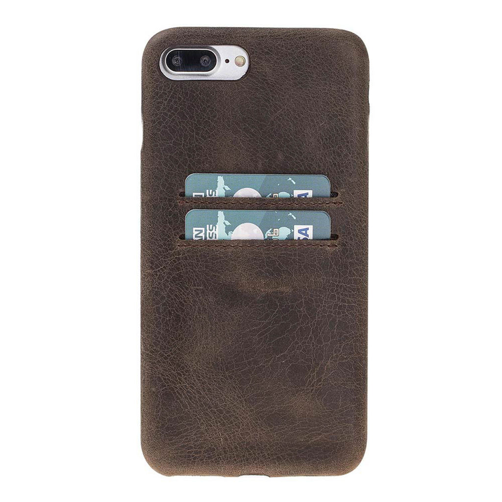 iPhone 8 Plus / 7 Plus Mocha Leather Snap-On Case with Card Holder - Hardiston - 1