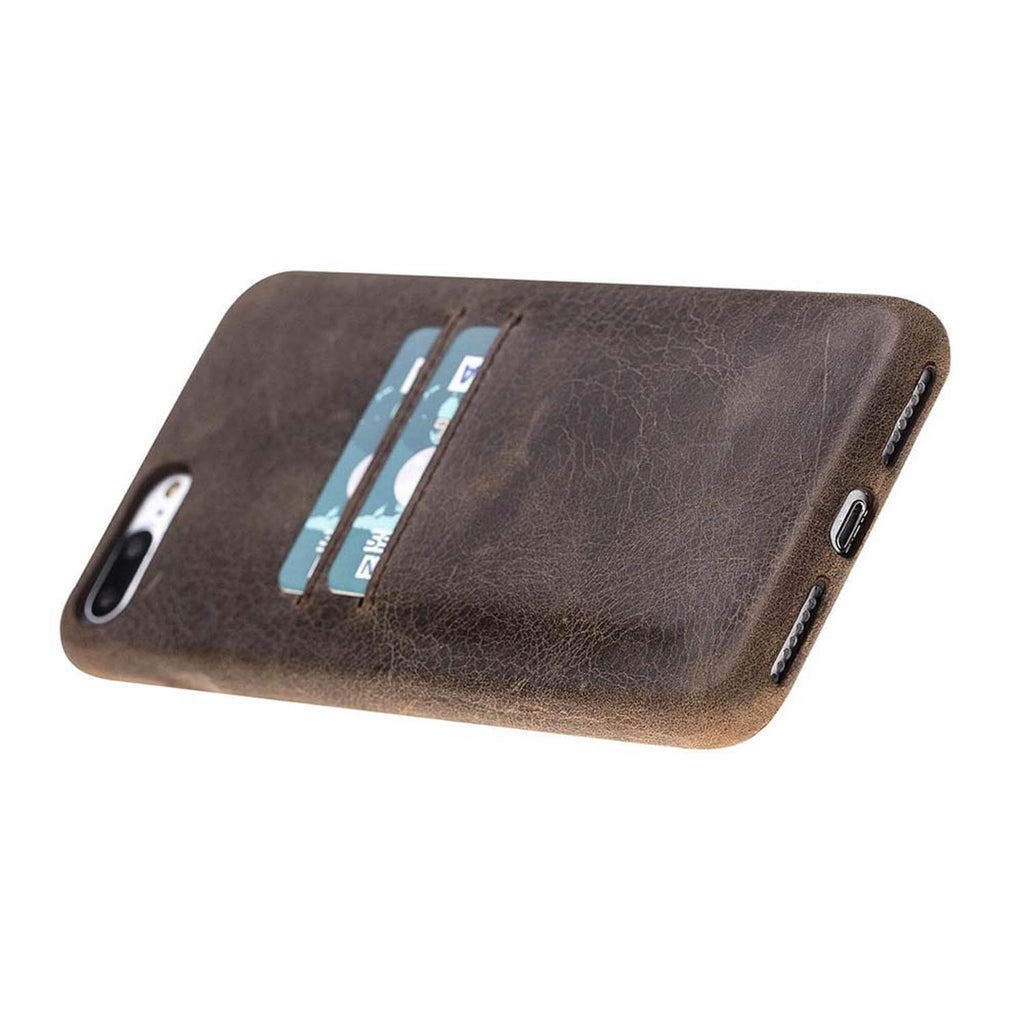 iPhone 8 Plus / 7 Plus Mocha Leather Snap-On Case with Card Holder - Hardiston - 7