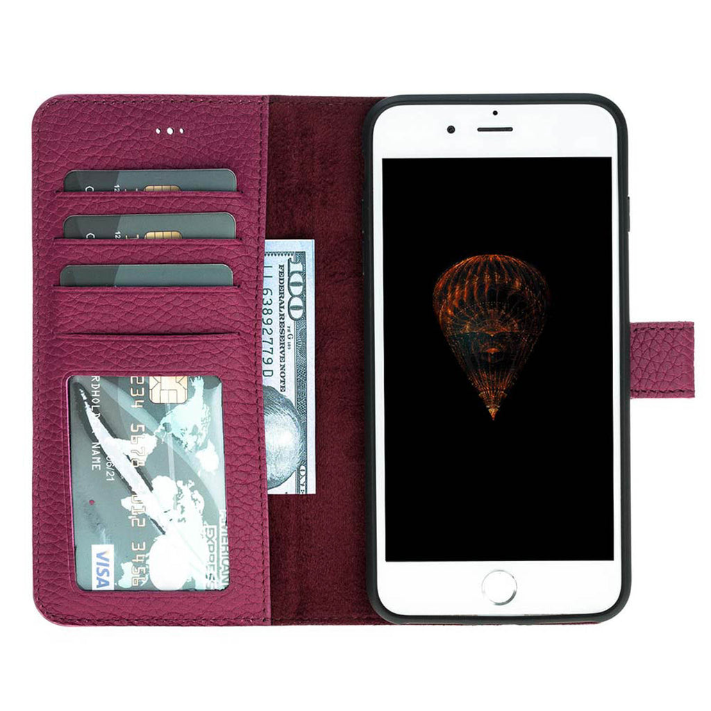 iPhone 8 Plus / 7 Plus Pink Leather Detachable 2-in-1 Wallet Case with Card Holder and MagSafe - Hardiston - 2