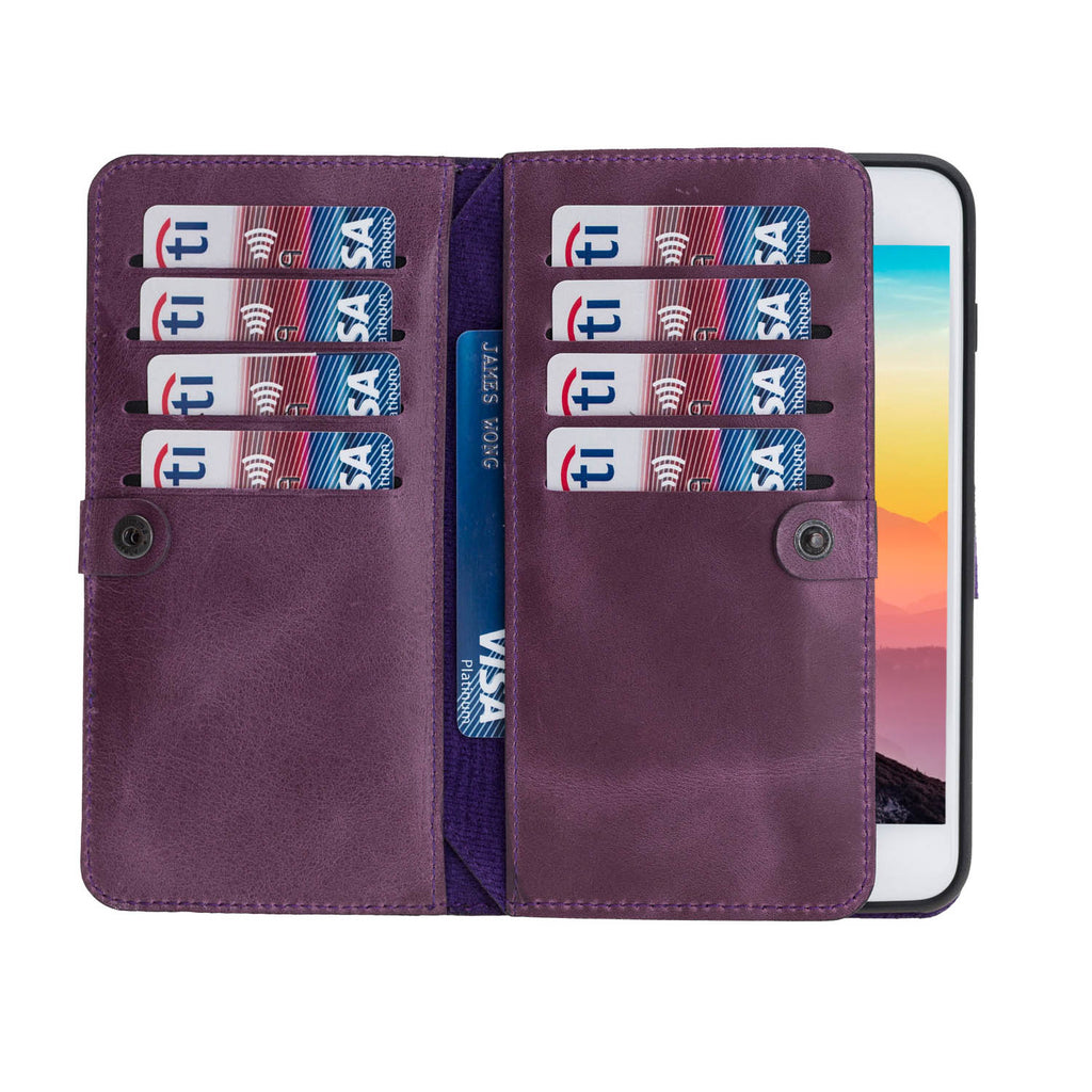 iPhone 8 Plus / 7 Plus Purple Leather Detachable Dual 2-in-1 Wallet Case with Card Holder and MagSafe - Hardiston - 2