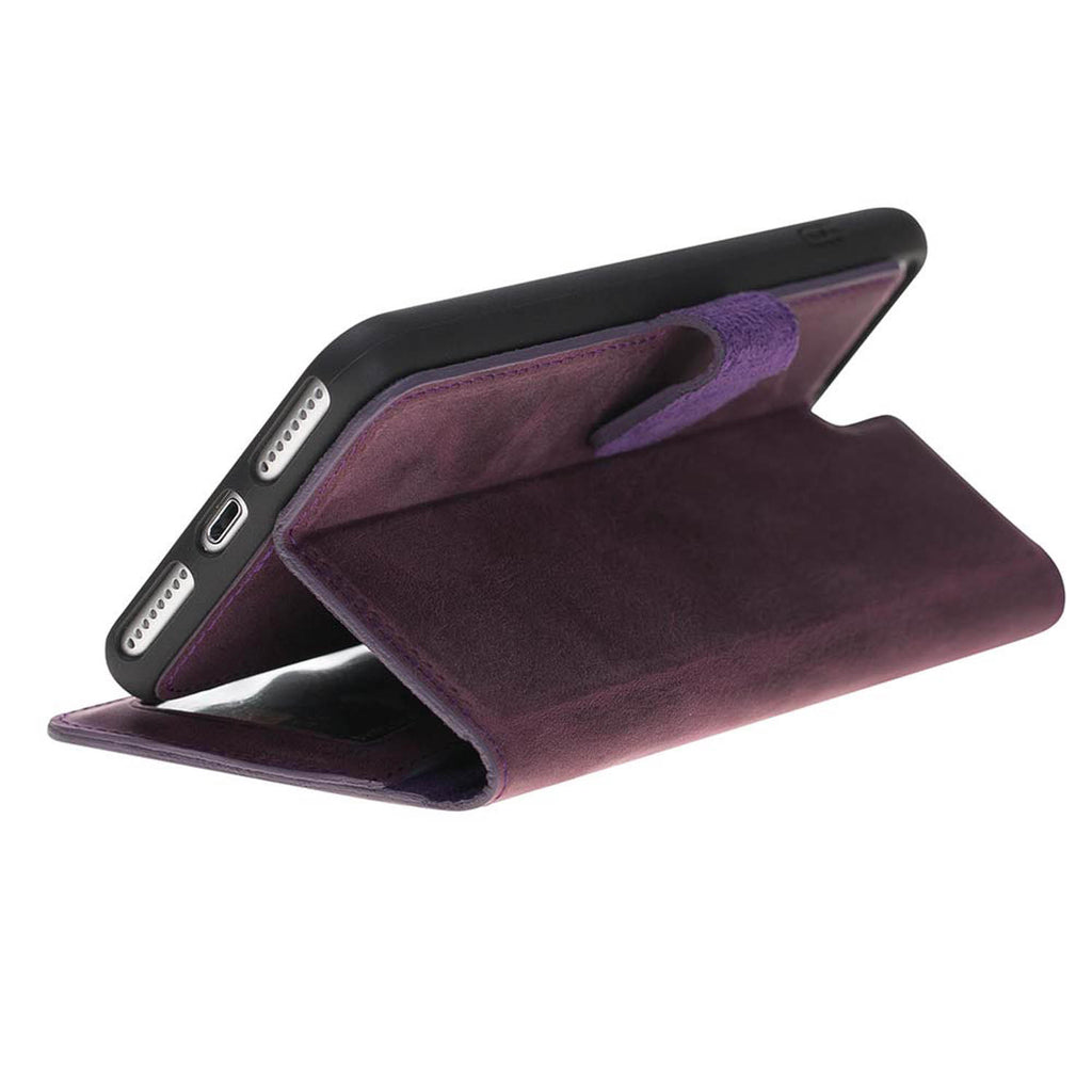 iPhone 8 Plus / 7 Plus Purple Leather Detachable 2-in-1 Wallet Case with Card Holder and MagSafe - Hardiston - 3