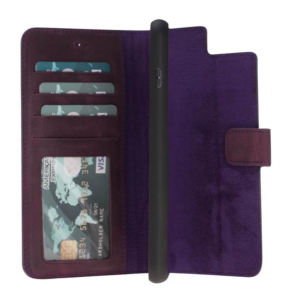 iPhone 8 Plus / 7 Plus Purple Leather Detachable 2-in-1 Wallet Case with Card Holder and MagSafe - Hardiston - 8