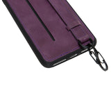 iPhone 8 Plus / 7 Plus Purple Leather Snap On Card Holder Case with Back Strap - Hardiston - 8