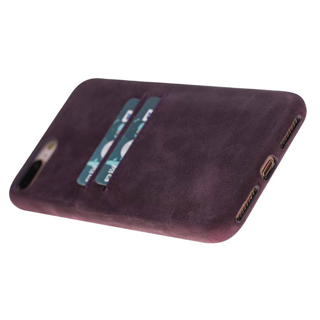iPhone 8 Plus / 7 Plus Purple Leather Snap-On Case with Card Holder - Hardiston - 4