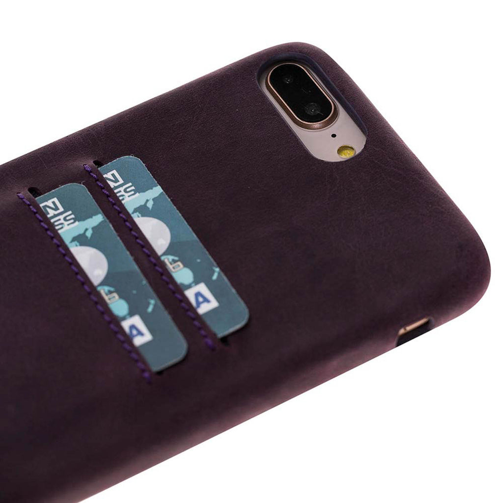iPhone 8 Plus / 7 Plus Purple Leather Snap-On Case with Card Holder - Hardiston - 7