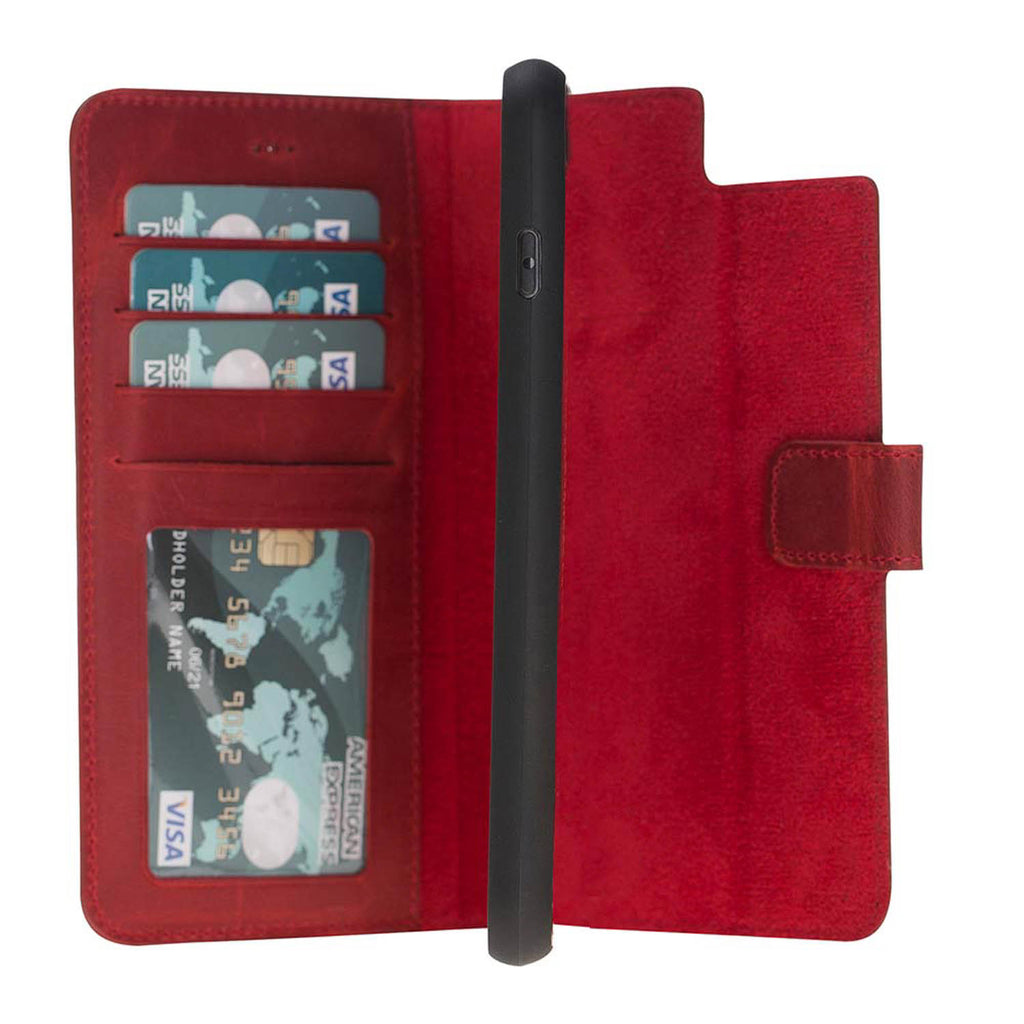 iPhone 8 Plus / 7 Plus Red Leather Detachable 2-in-1 Wallet Case with Card Holder and MagSafe - Hardiston - 8
