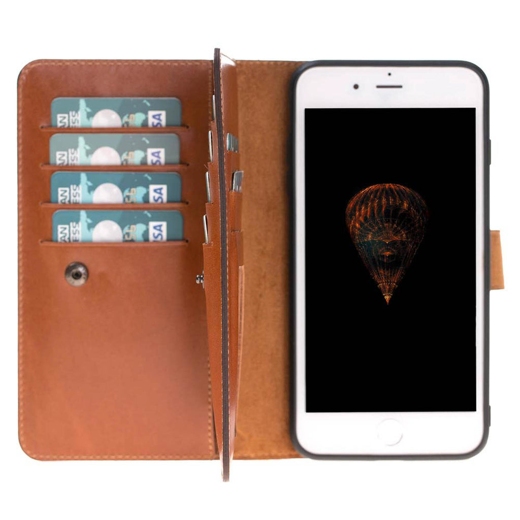 iPhone 8 Plus / 7 Plus Russet Leather Detachable Dual 2-in-1 Wallet Case with Card Holder and MagSafe - Hardiston - 1