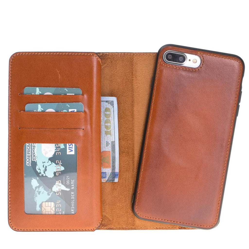 iPhone 8 Plus / 7 Plus Russet Leather Detachable Dual 2-in-1 Wallet Case with Card Holder and MagSafe - Hardiston - 3